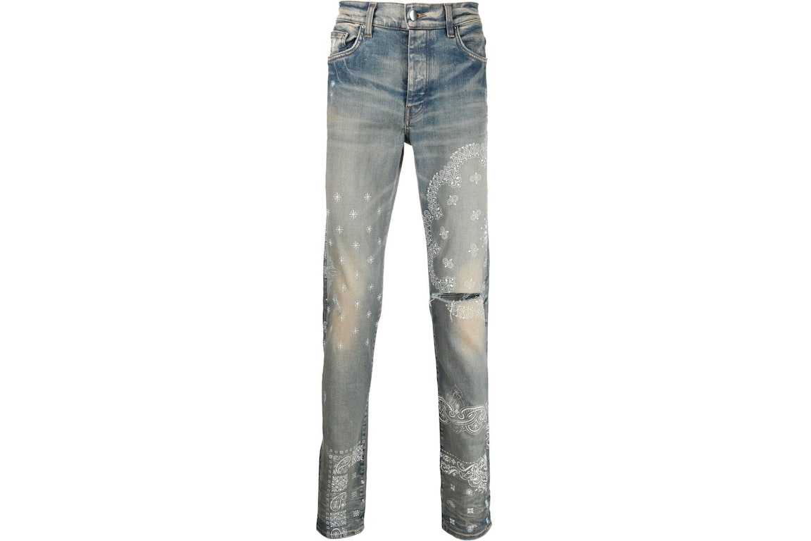 Pre-owned Amiri Bandana Print Skinny Jeans Clay Indigo