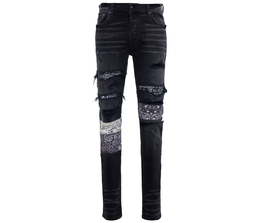 Pre-owned Amiri Bandana Skinny Fit Jeans Black