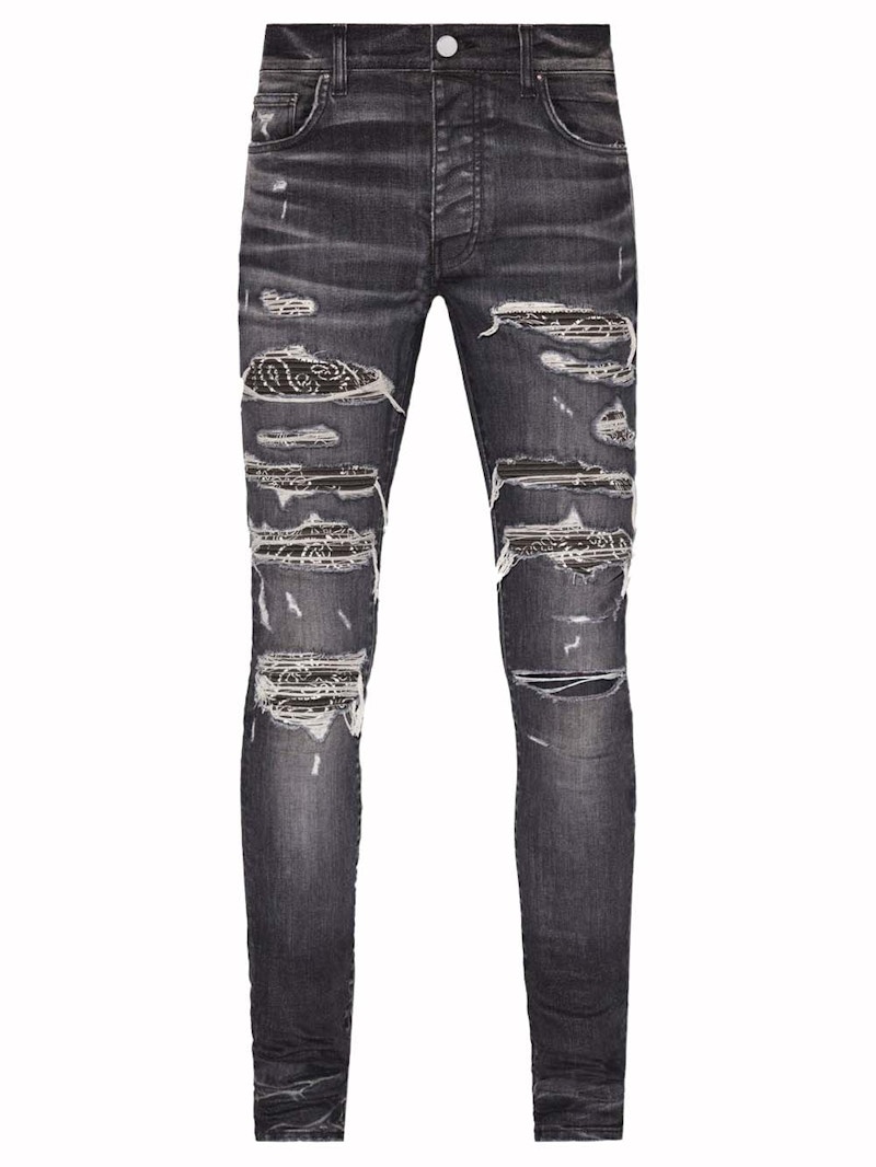 Amiri Tie Dye Bandana Thrasher Skinny Jean in Blue