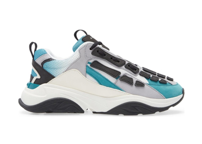 Pre-owned Amiri Men's  Bone Runner Sneakers In White/black/blue Grass