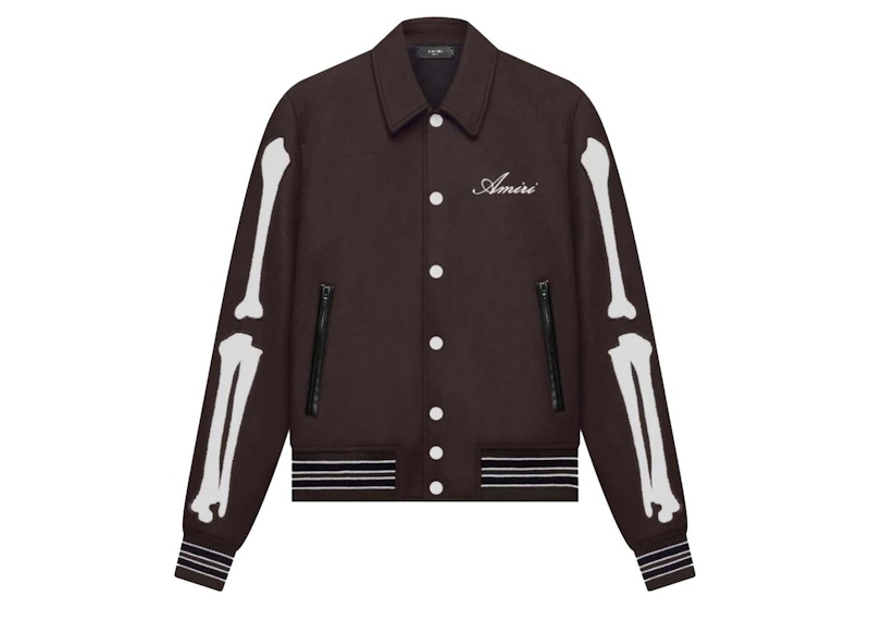 AMIRI Bones Varsity Bomber Brown Men s US