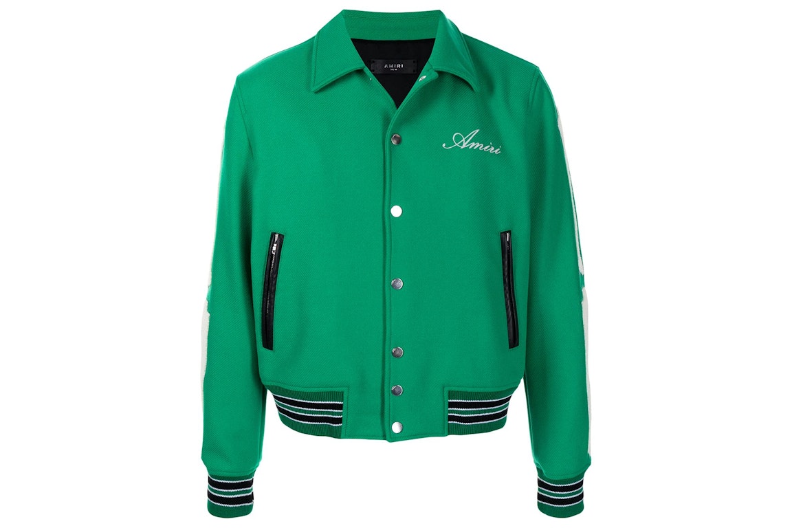 Pre-owned Amiri Bones Varsity Jacket Green