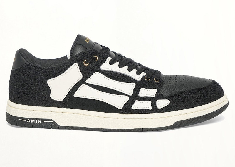 Pre-owned Amiri Men's  Boucle Skel Top Low Sneakers In Black/white In Multi