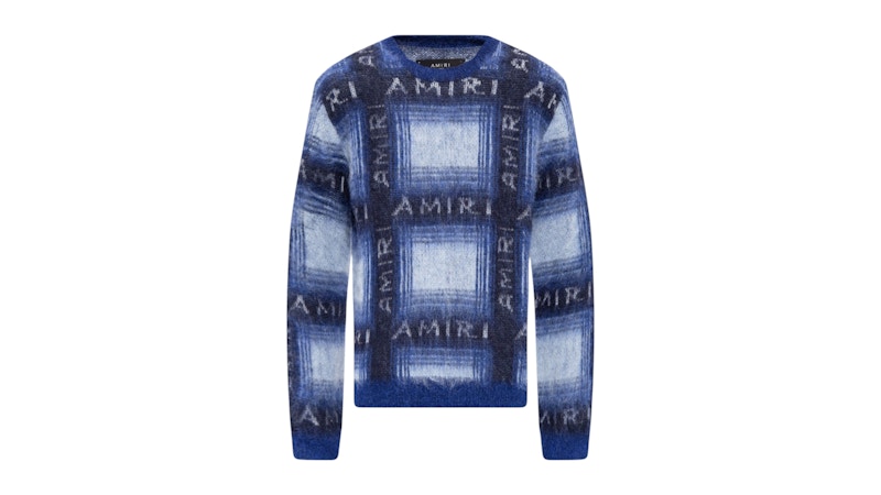 Pre-owned Amiri Men's Brushed Mohair Plaid Shirt In Blue