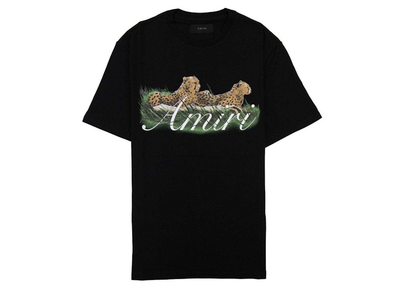 Pre-owned Amiri Men's Cheetah Logo Tee Shirt In Black