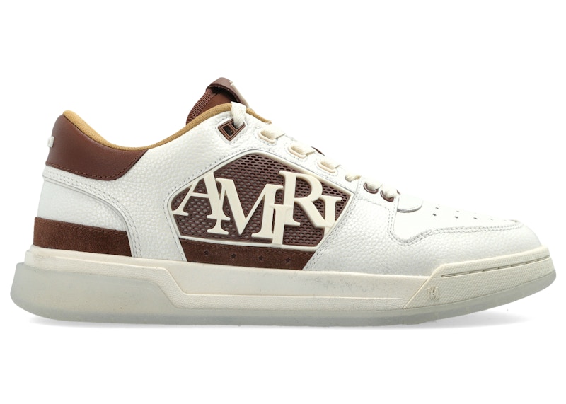 Men's AMIRI Classic Low Pebbled Sneakers in White/Brown