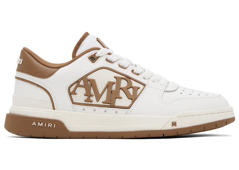 Men's AMIRI Classic Low Sneakers in White/Brown