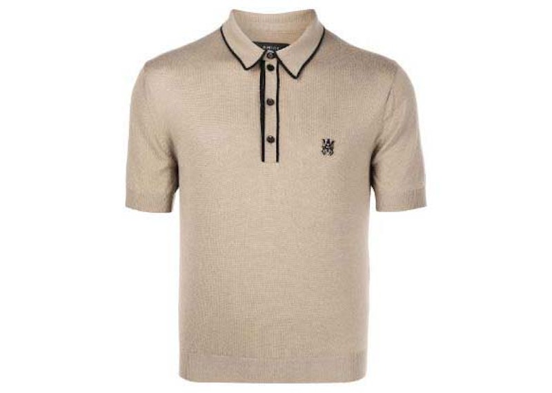 AMIRI Contrast Trim Polo Oatmeal