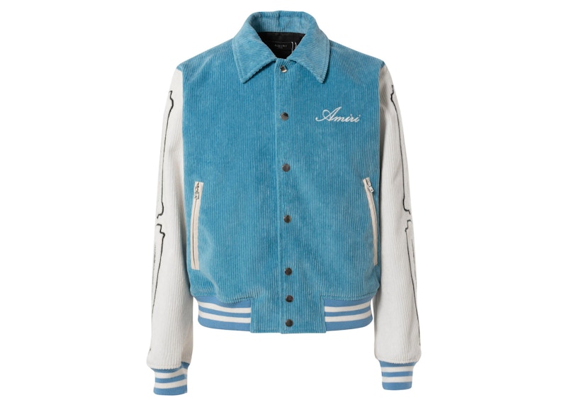 AMIRI Corduroy Bones Varsity Jacket Carolina Blue Men's