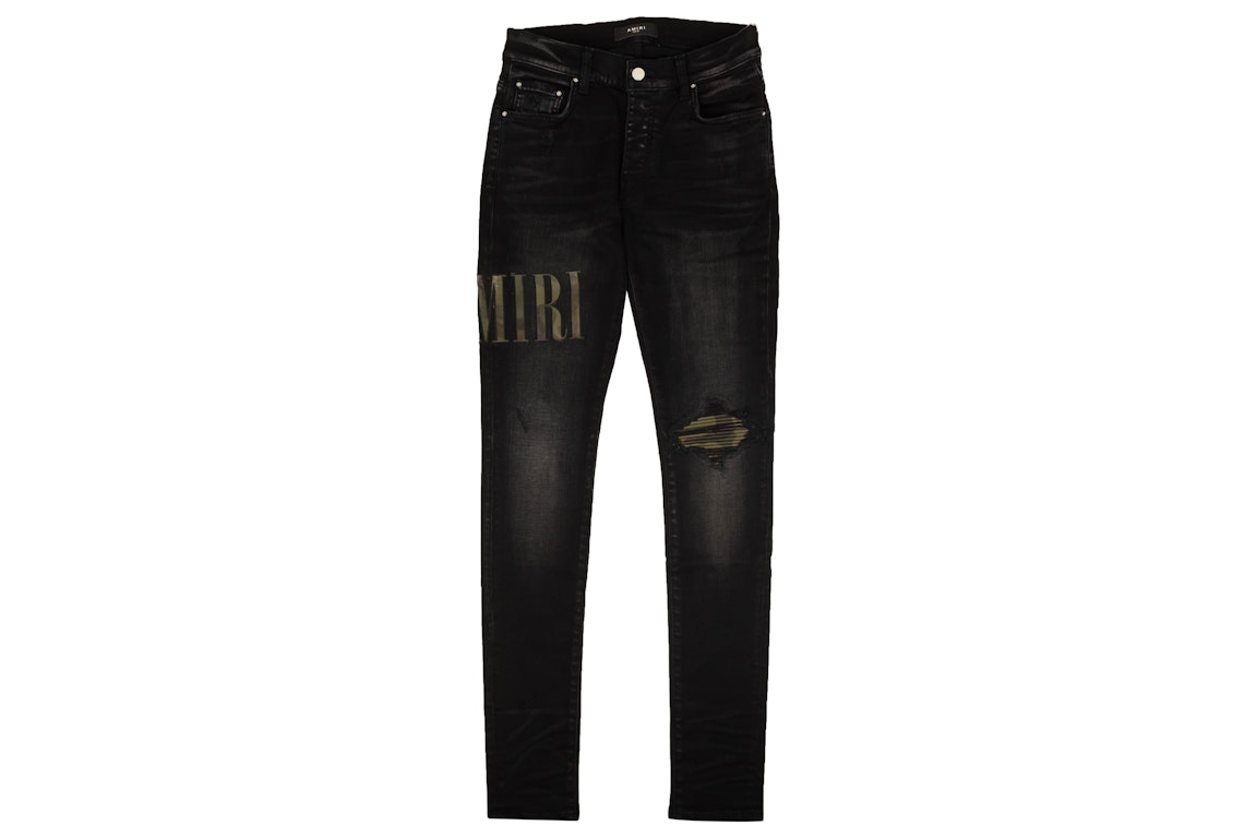 Pre-owned Amiri Core Applique Denim Skinny Jeans Black