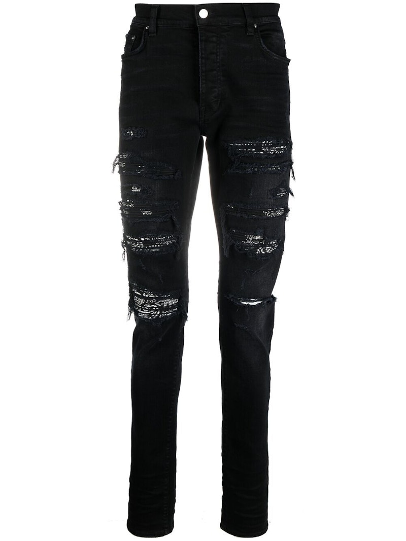 AMIRI Distressed Bandana Slim-Fit Jeans Black Men's - SS21 - GB