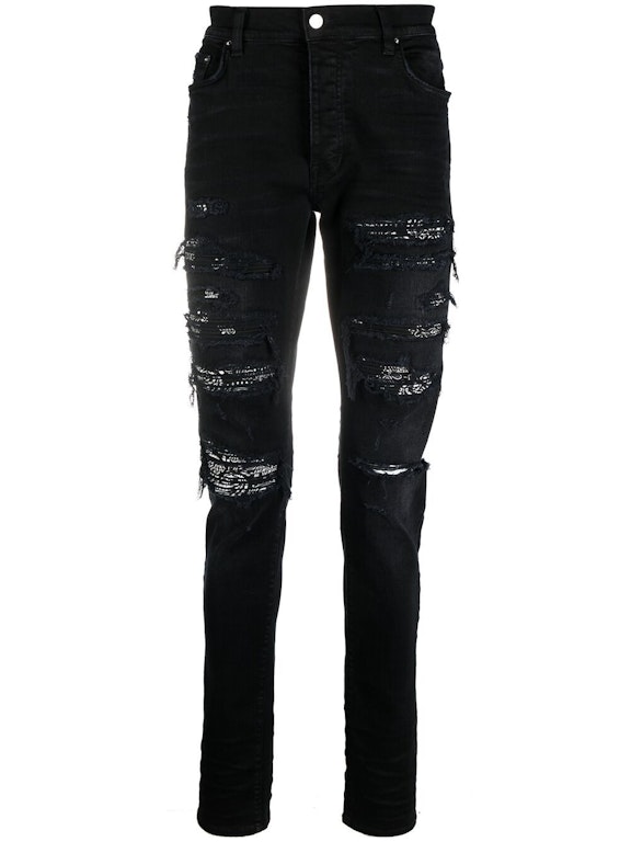 Pre-owned Amiri Distressed Bandana Slim-fit Jeans Black