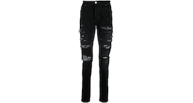 AMIRI Distressed Bandana Slim-Fit Jeans Black