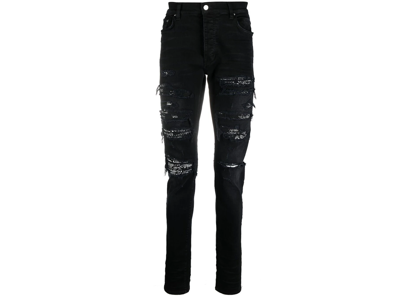 Amiri Distressed Bandana Slim Fit Jeans Black Ss21 Amiri Distressed Bandana Slim Fit Jeans Black Ss21