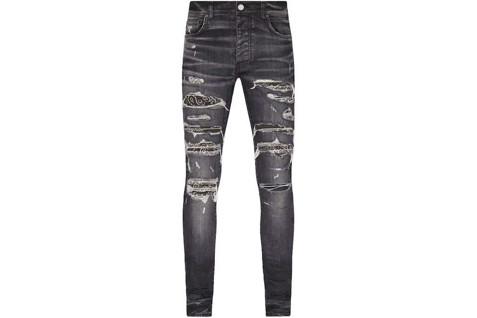 AMIRI Distressed Bandana Thrasher Skinny Jeans Gray Homme - FR