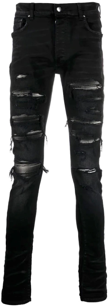 65.00 USD AMIRI Mens Jeans Shredded black rivet cat jeans Male ripped biker  Slim elasticity denim Pants