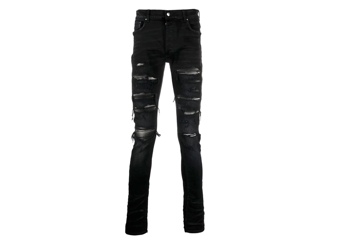 Pre-owned Amiri Distressed Skinny Jeans Black
