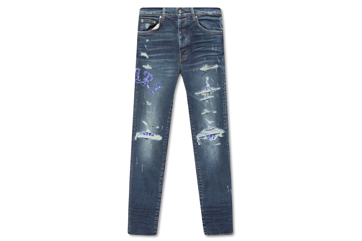 Pre-owned Amiri Distressed Skinny Jeans Blue