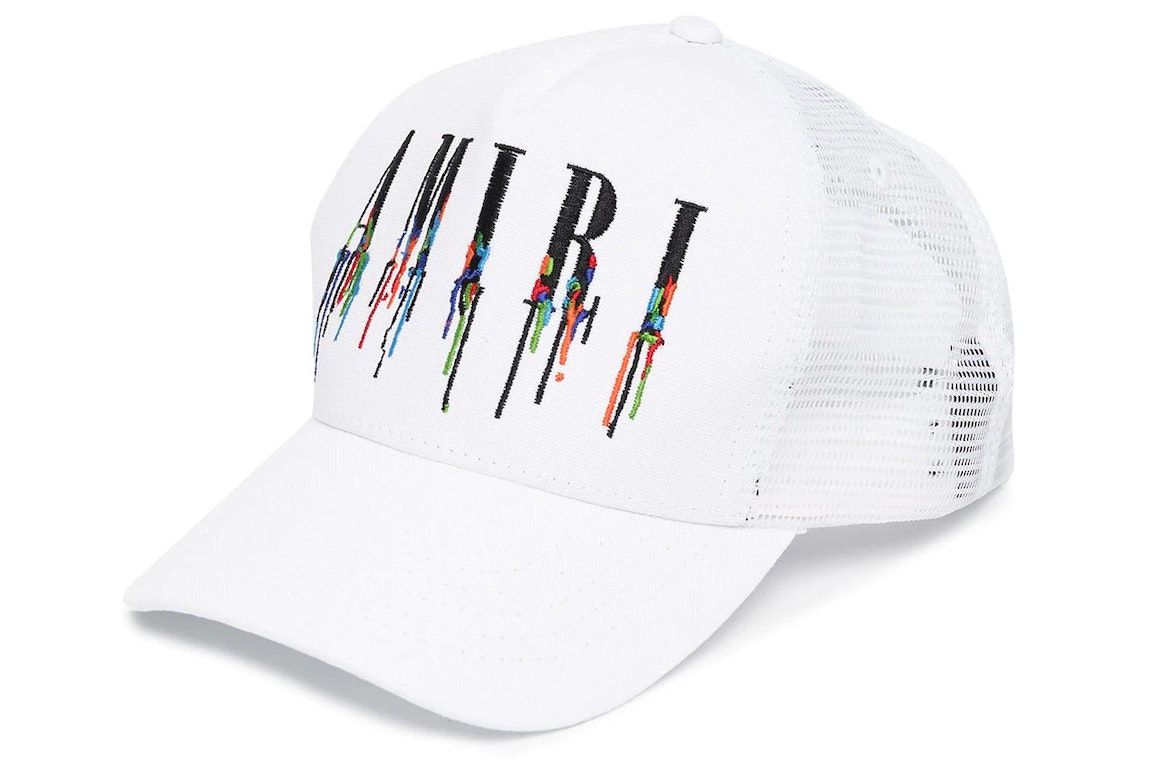 Pre-owned Amiri Embroidered Paint Drip Core Logo Cap White