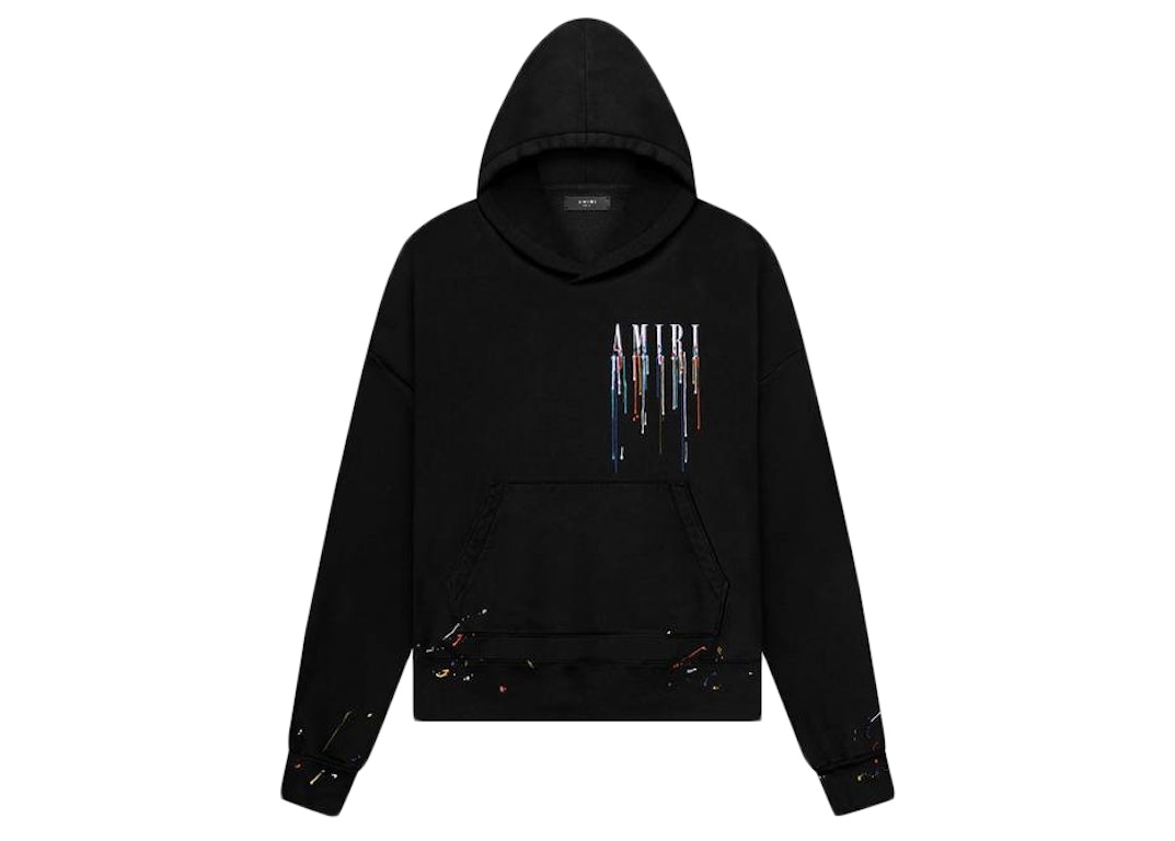 Pre-owned Amiri Embroidered Paint Drip Core Logo Hoodie Black