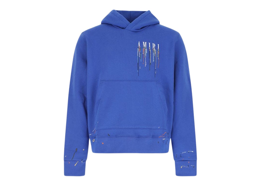 Pre-owned Amiri Embroidered Paint Drip Core Logo Hoodie Blue