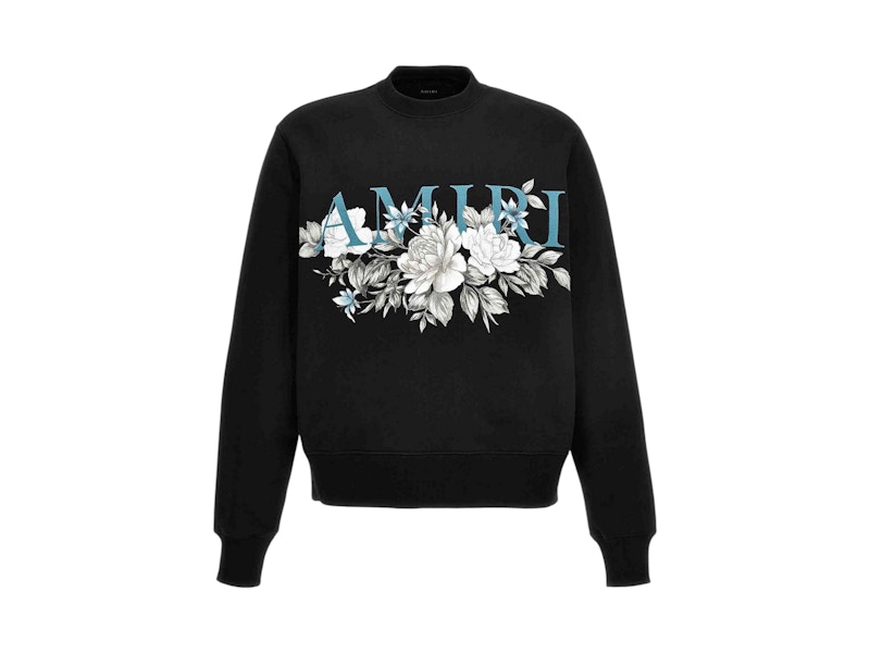 Pre-owned Amiri Men's Floral Logo Crew In Black