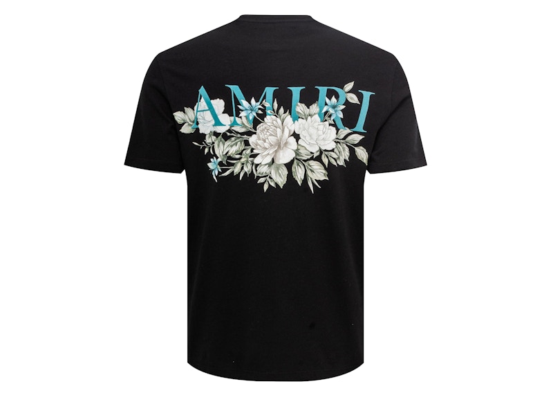 Pre-owned Amiri Men's  Floral Logo Tee Shirt Tee Shirt In Black