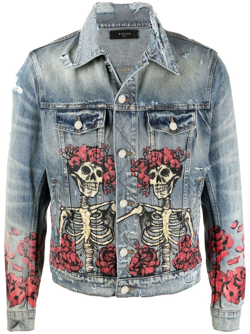 AMIRI Grateful Dead Distressed Denim Jacket Blue Men's - SS21 - US