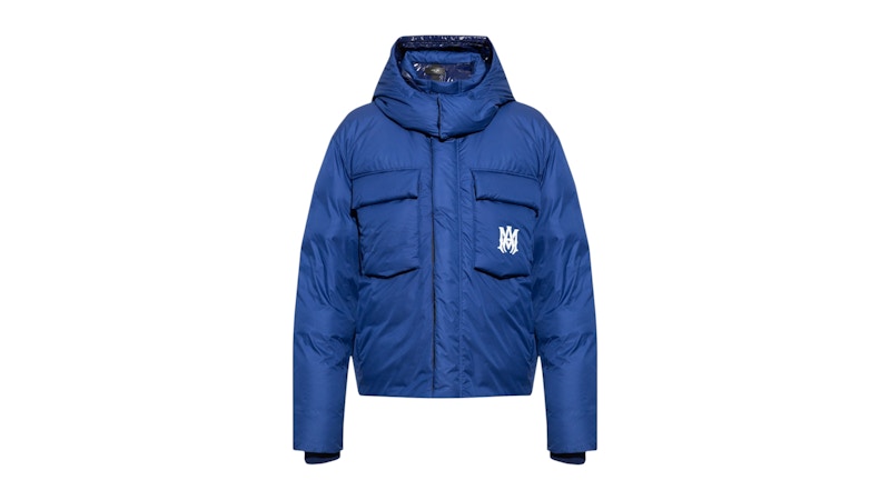 Pre-owned Amiri Men's Hooded Down Puffer In Blue