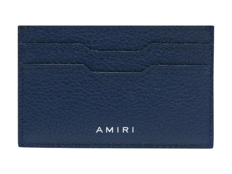 Pre-owned Amiri Iconic Embossed Leather Card Holder In Navy Blue
