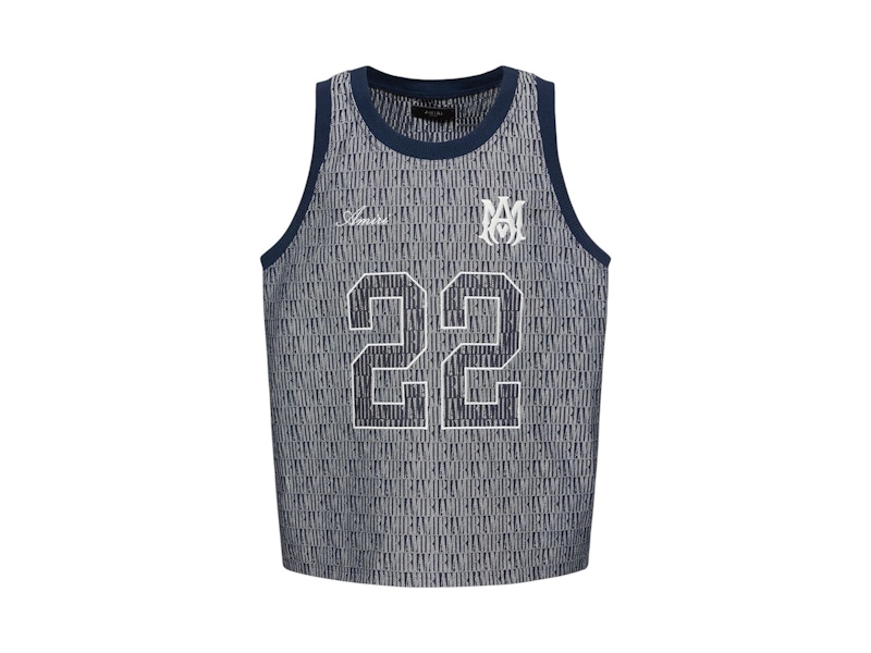 AMIRI Jacquard Basketball Jersey Washed Indigo Men's - US