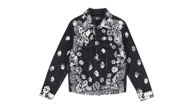 Pre-owned Amiri Kids' Bleach Bandana Trucker Jacket In Black