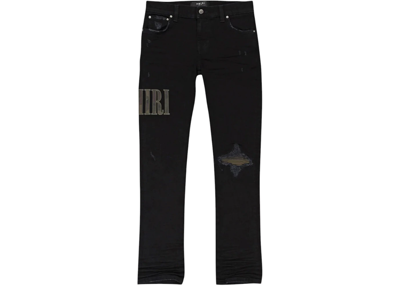 AMIRI Kids' Camo Applique Denim Jeans Black US - Main Image