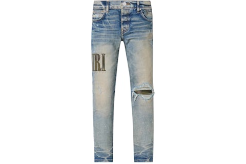 AMIRI Kids' Camo Applique Denim Jeans Clay Indigo US
