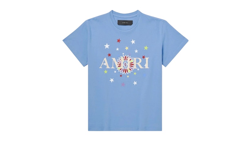 Pre-owned Amiri Kids' Stars Graphic Tee Shirt In Baby Blue