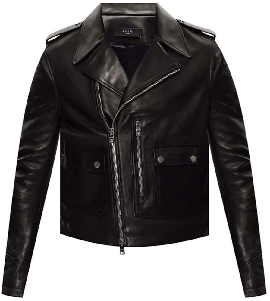 AMIRI Leather Biker Jacket Black Men's - US