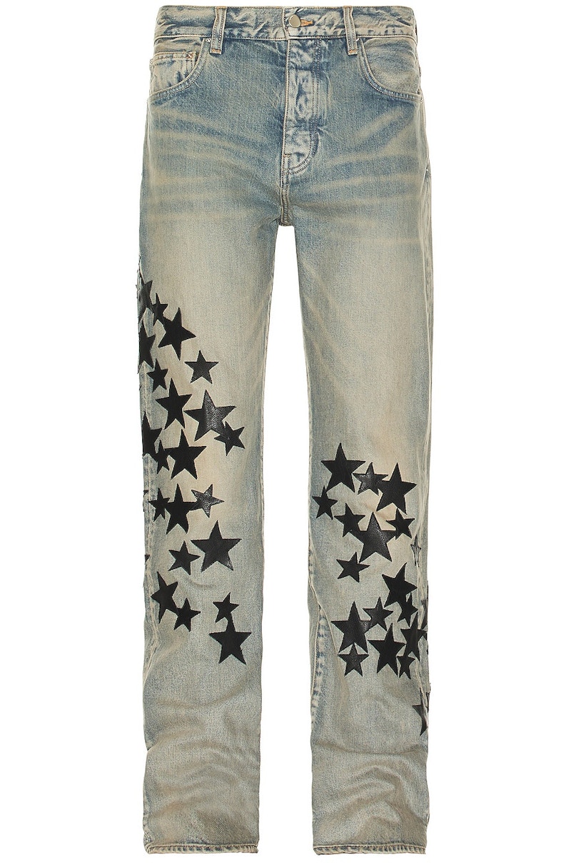 パンツ AMIRI star AMIRI Leather Star Straight Jeans Clay/Indigo メンズ - SS23 - JP