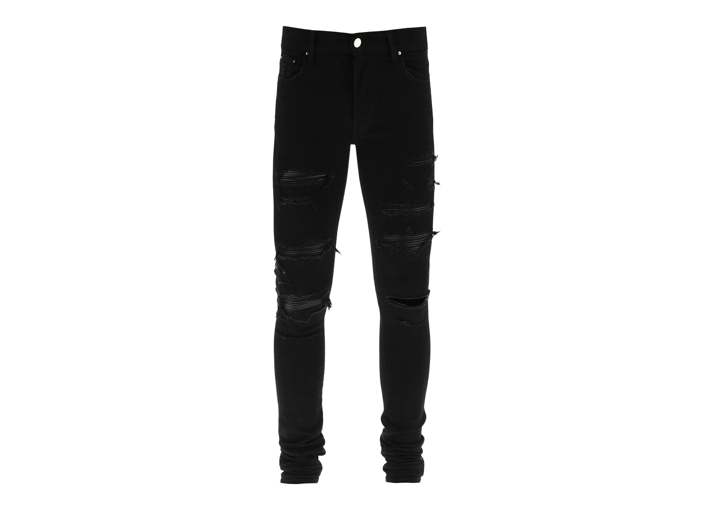 AMIRI Leather Thrasher Skinny Jeans Black - US