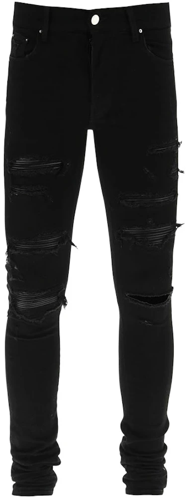 AMIRI Leather Thrasher Skinny Jeans Black Men's - US