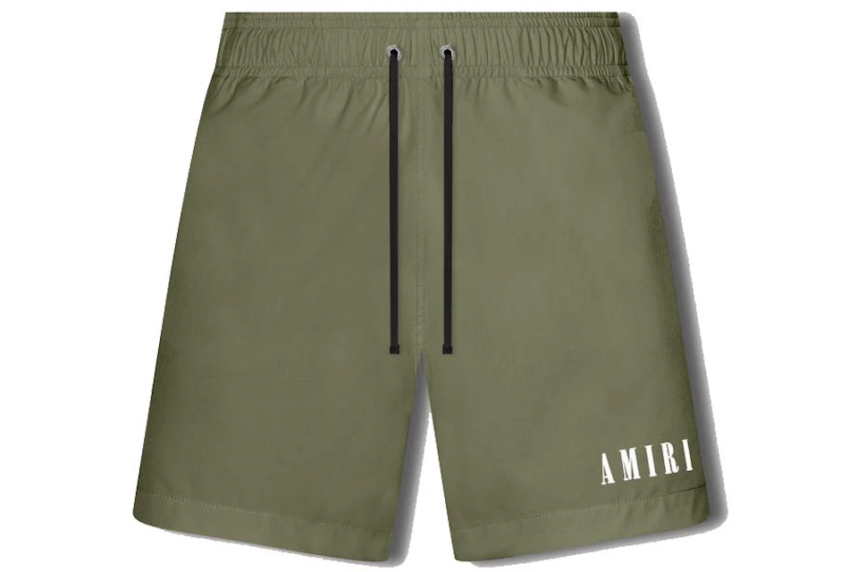 AMIRI Logo Swim Trunk Military Green