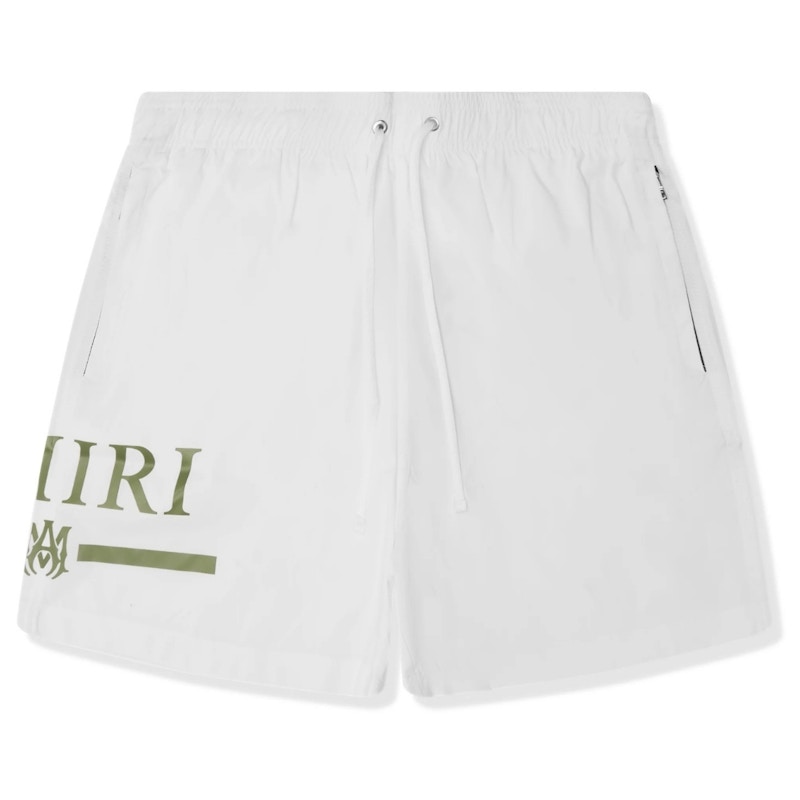 Pre-owned Amiri Men's Ma Bar Swim Shorts In White