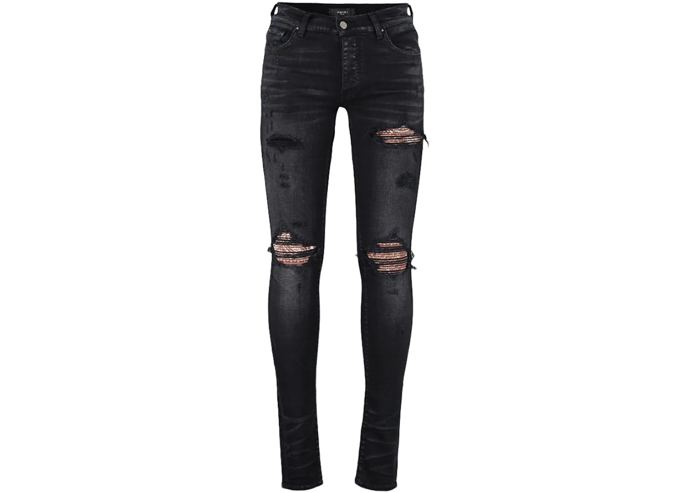 AMIRI MX1 Bandana Destroyed Skinny Fit Jeans Black/Brown Men's - SS23 - US