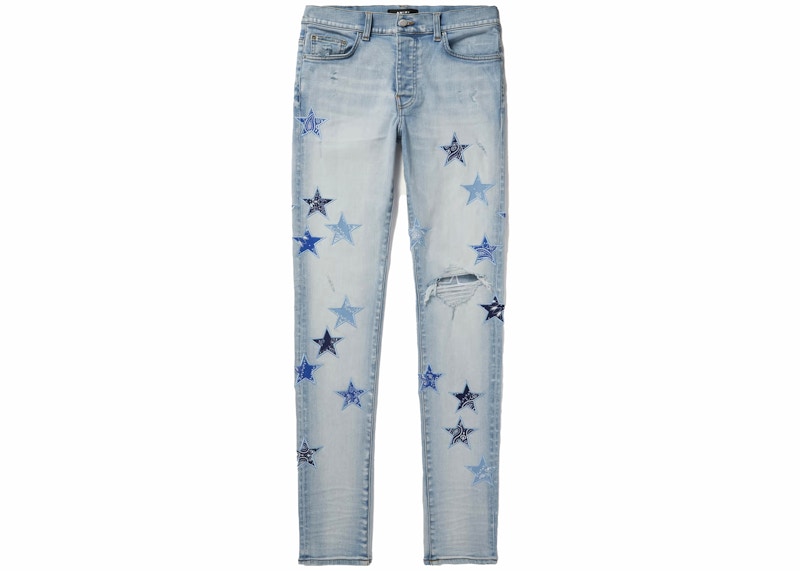 AMIRI MX1 Bandana Star Jeans Light Indigo Blue