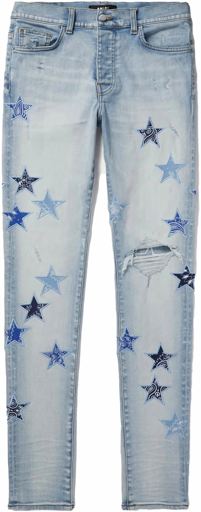 AMIRI MX1 Bandana Star Jeans Light Indigo Blue Men's - FW22 - US