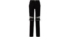 AMIRI MX2 Bandana Zip Knee Skinny Jeans Black