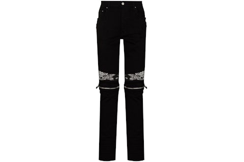 AMIRI MX2 Bandana Zip Knee Skinny Jeans Black Men's SS21 US