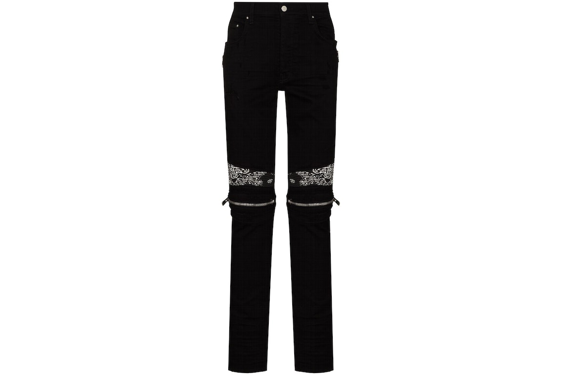 Pre-owned Amiri Mx2 Bandana Zip Knee Skinny Jeans Black
