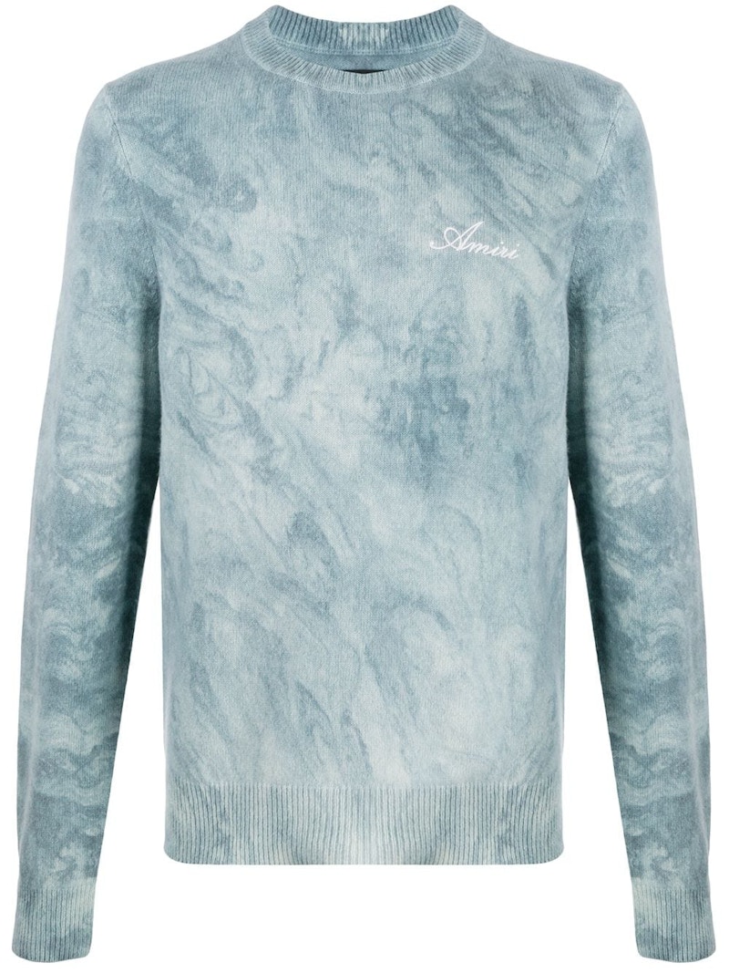AMIRI Marbled Effect Cashmere Sweater Blue