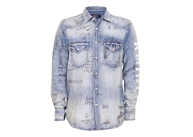 AMIRI Military Stencil Denim Shirt Clay Indigo - FW22 Men's - GB