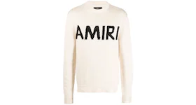 AMIRI Monogram Intarsia Crewneck Sweater Cream